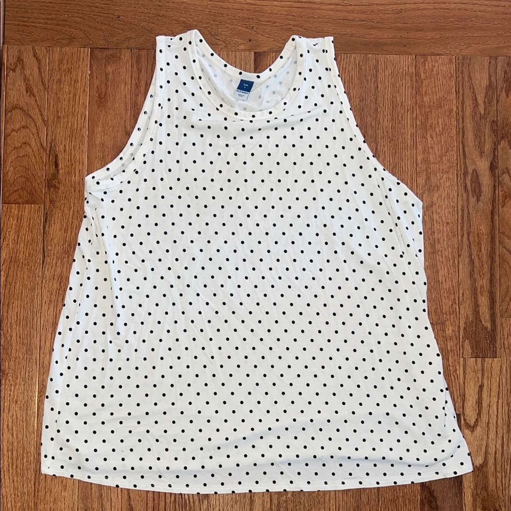 Old Navy Luxe Black & White Polka Dot Tank Top Women’s Size Large